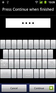 Key in the required phone lock code and press Continue.