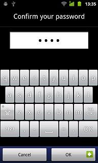 Key in the phone lock code again and press OK.