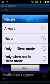To turn off vibration:Press Never.