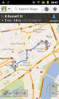 To view the directions:Press the directions icon (in the bottom left corner of the display).