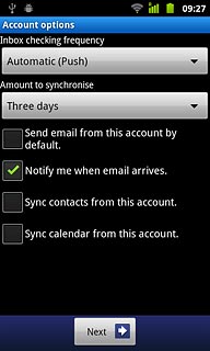 Press Notify me when email arrives to turn the function on or off.