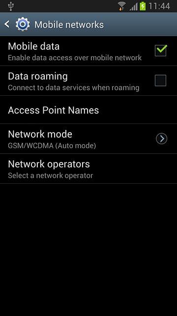 Press Data roaming to turn the function on or off.