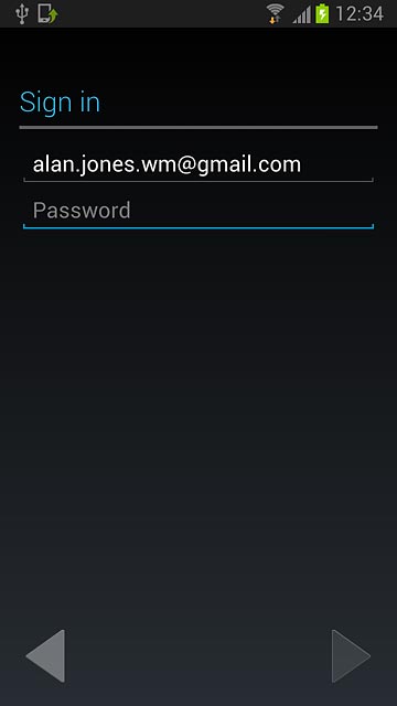 Press Password and key in the password for your Google account.
