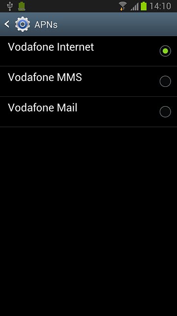 Press the field next to Vodafone Mail to fill in the field.
