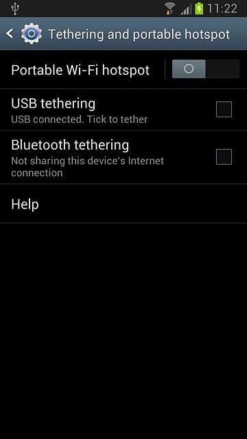 Press USB tethering to turn on tethering.