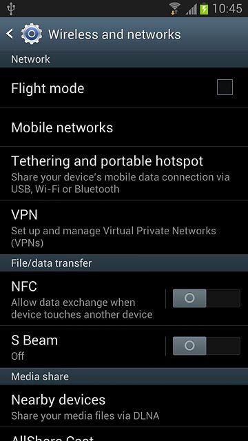 Press Mobile networks.