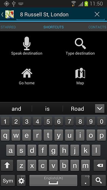 Key in the required destination and press the search icon.