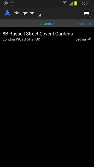Slide your finger right on the display.Your favourite locations are displayed.Press the required destination.