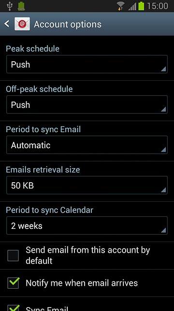 Press the drop down list below Period to sync Email.