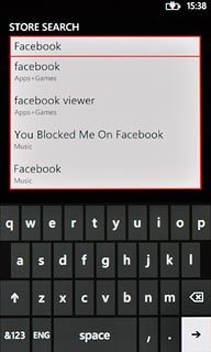 Key in Facebook and press arrow right.