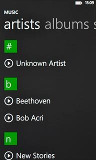 Slide your finger left to select the required category.Go to the required audio file.
