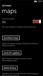 Press the indicator next to Use my location.Depending on the current setting, the function is turned on or off.