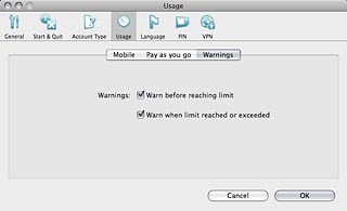 When the box is ticked (V), you'll receive a warning when the limit defined in step 2 is reached or exceeded.