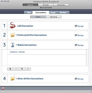 Click the search icon.Your USB modem now searches for networks within range and a list of options is displayed.