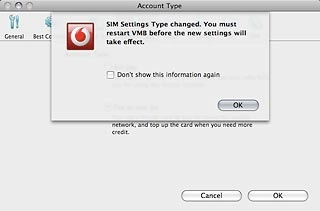 Click OK.The USB modem application is restarted.