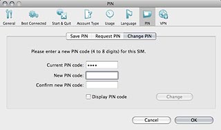 Highlight the field next to New PIN code and key in a new PIN.
