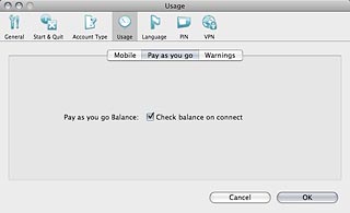 Click the box next to Check balance on connect to turn the setting on or off.