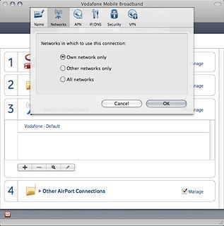 Highlight one of the following options:Own network only