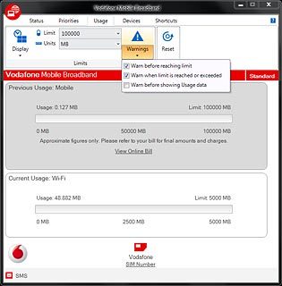 Click the box next to Warn before reaching limit to turn the setting on or off.
