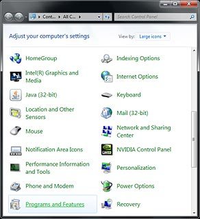 Click Programs and Features.