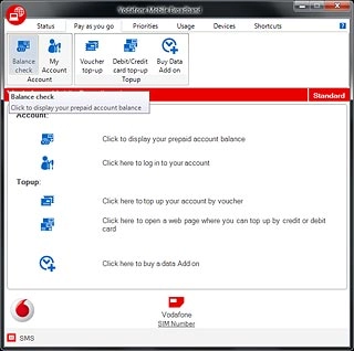 Click Balance check.Your balance is displayed.