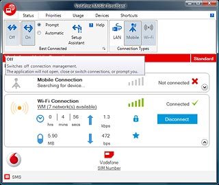 To turn automatic connection on or off:Click Off or On.