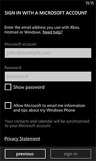 Press the field below Microsoft account and key in the email address for your Microsoft account.