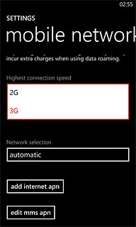 Press 2G or 3G.