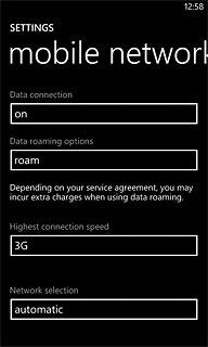 Press the field below Data connection.