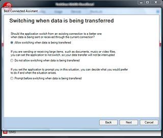 Highlight one of the following options:Allow switching when data is being transferred