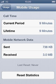 Your data usage is displayed below Mobile Network Data.