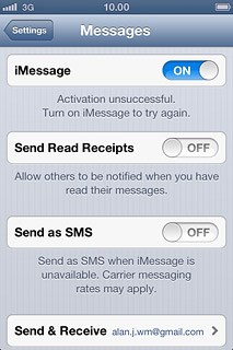 Press the indicator next to Send Read Receipts.Depending on the current setting, the function is turned on or off.