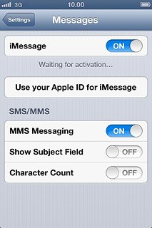 If you've not yet logged on with your Apple ID:Press Use your Apple ID for iMessage.