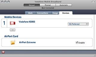 Click the drop down list next to the name of your USB modem.
