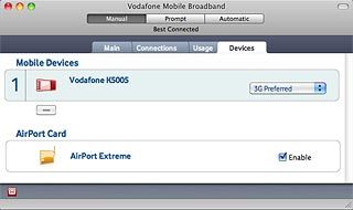 Click the drop down list next to the name of your USB modem.