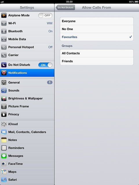 Press Everyone, No One, Favourites or the required group.