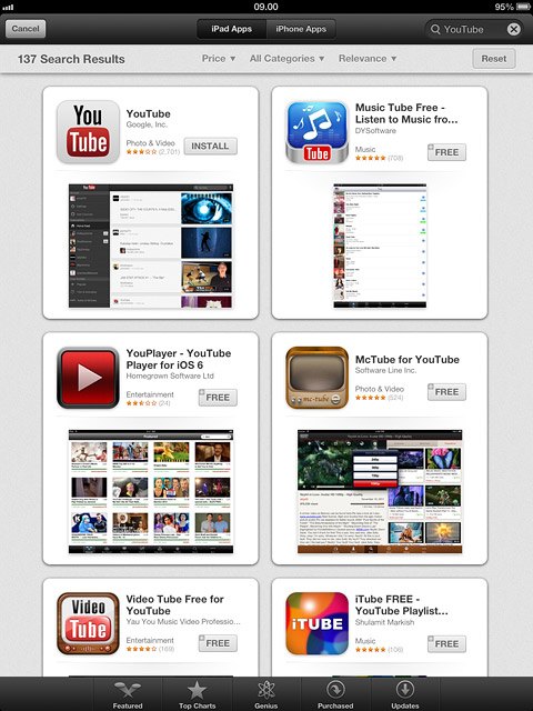 Press YouTube.