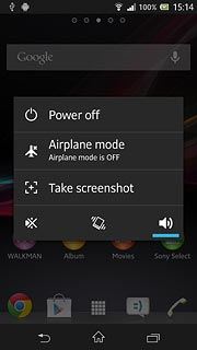 Press Airplane mode.Depending on the current setting, flight mode is turned on or off.