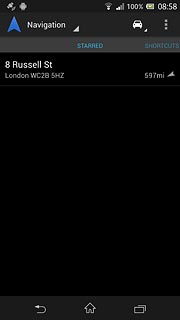 Slide your finger right on the display.Your favourite locations are displayed.Press the required destination.