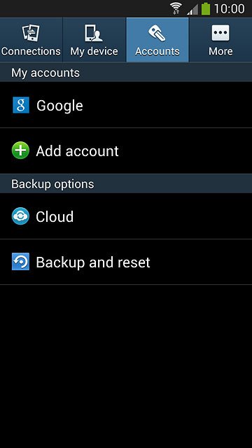 Press the Accounts tab.