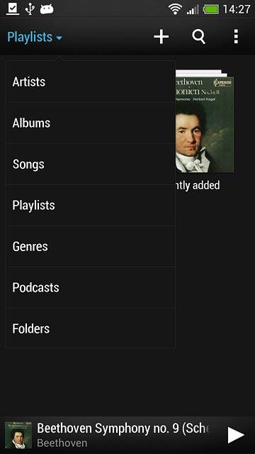 Press the required category.Go to the required audio file or playlist.