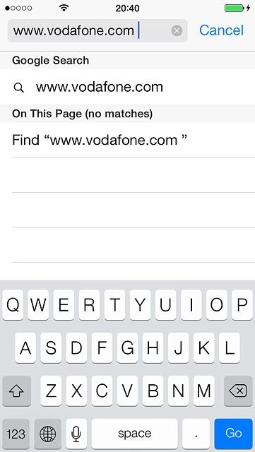 Key in the address of the required web page and press Go.