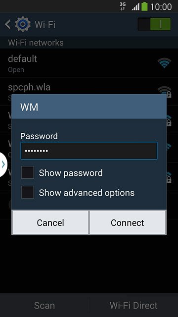 Follow the instructions on the display to select security settings, if required.Press Connect.