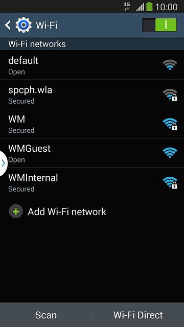 A list of Wi-Fi networks within range is displayed.Press the required Wi-Fi network.