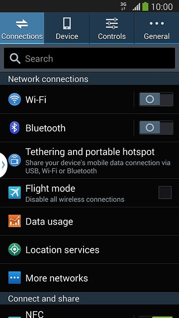 Press the Connections tab.