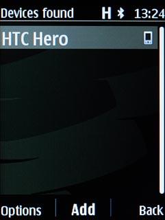 Highlight the required Bluetooth device and press the Navigation key.Follow the instructions on the display to pair the Bluetooth device with your phone.The new device is displayed on the list of paired devices.