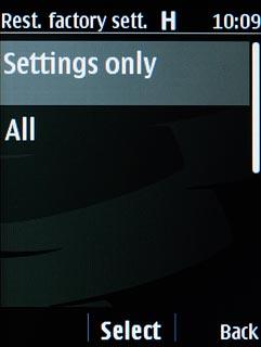 Highlight Settings only or All and press the Navigation key.