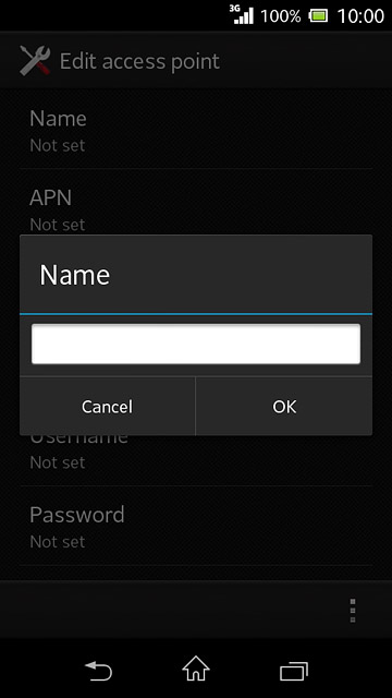 Key in Vodafone Internet and press OK.
