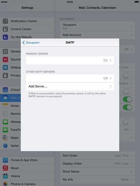 Press the name of the email account you've just set up.