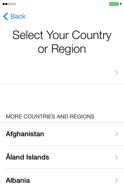 Press the required conuntry or area.